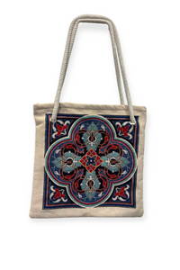 Medallion Woven Fabric Tote Bag (Handmade)