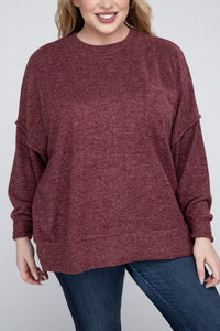 Plus Brushed Melange Drop Shoulder Sweater