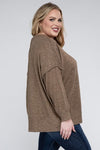 Plus Brushed Melange Drop Shoulder Sweater