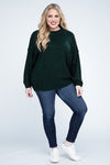 Plus Oversized Round Neck Raw Seam Melange Sweater