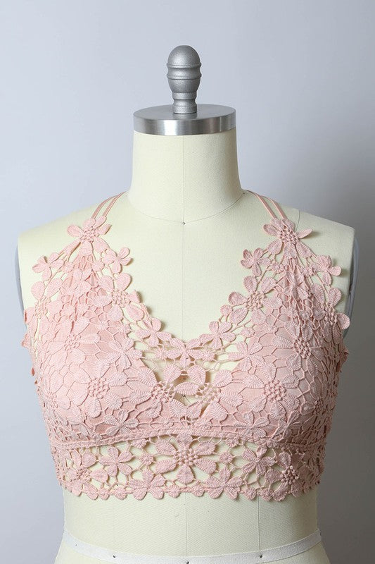 Plus Size Crochet Daisy Longline Bralette - Bohemian Elegance