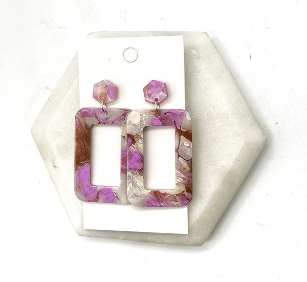 Lavender Rectangle Acrylic Earrings