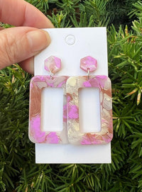 Lavender Rectangle Acrylic Earrings