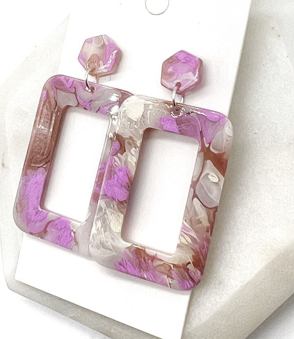 Lavender Rectangle Acrylic Earrings