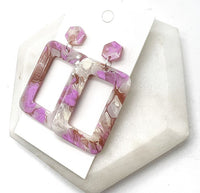 Lavender Rectangle Acrylic Earrings