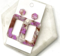 Lavender Rectangle Acrylic Earrings