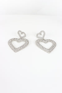 Silver Bling Heart Earrings