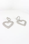 Silver Bling Heart Earrings