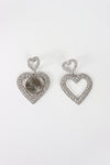 Silver Bling Heart Earrings