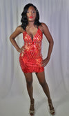 Red Laced Sequin Dress