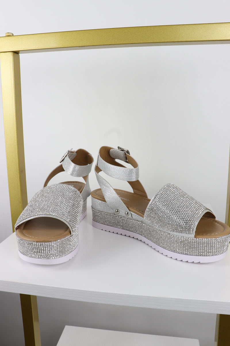 Silver Rhinestone Platforms