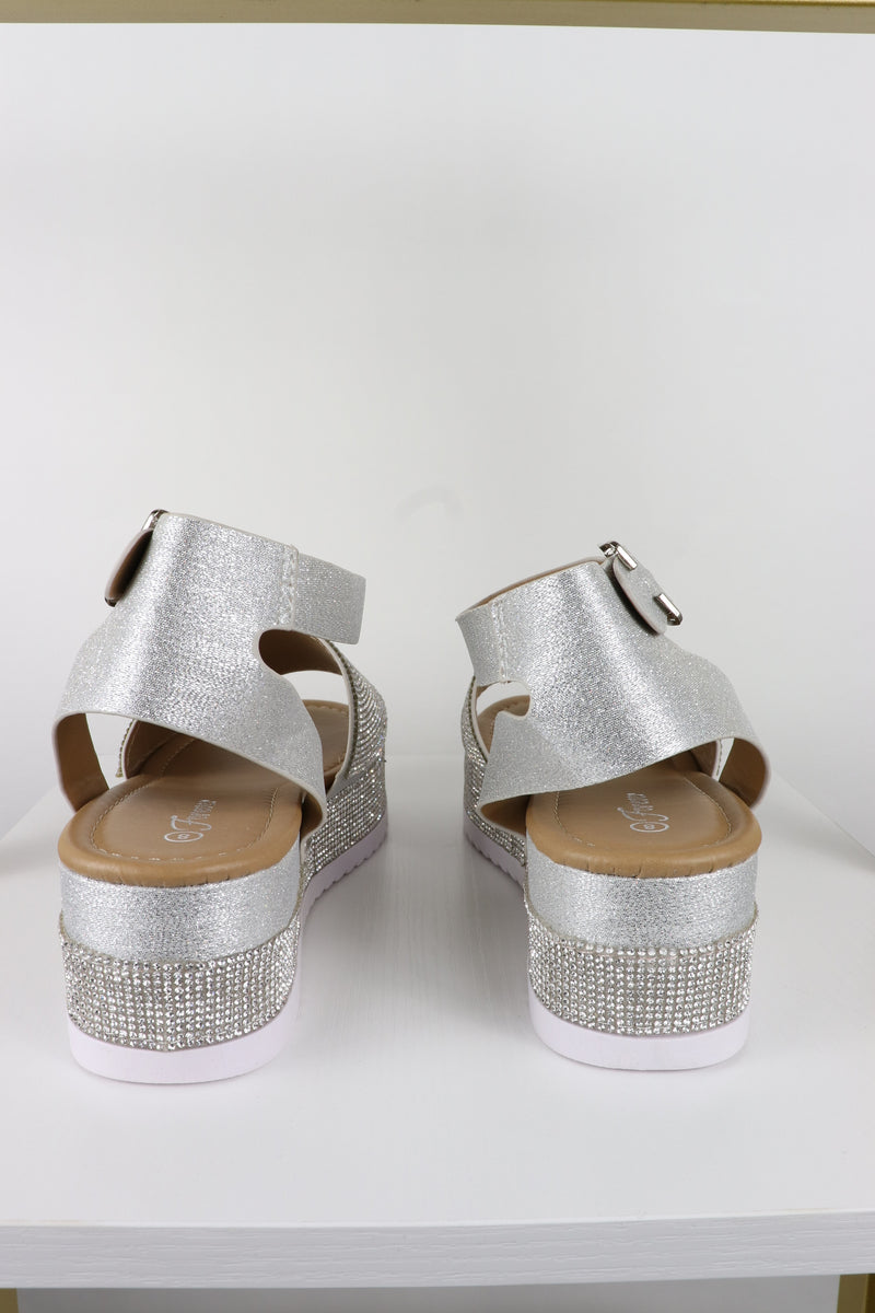 Silver Rhinestone Platforms